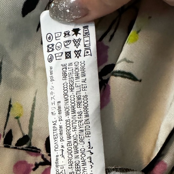 Zara Ecru Printed Piped Shirt Button Up Floral Blouse Women’s - Picture 5 of 8